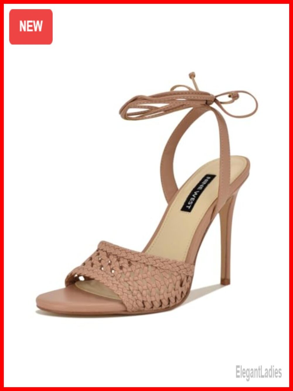 Nine West Merta Faux Leather Stiletto Heel Lace Up Dress Sandals